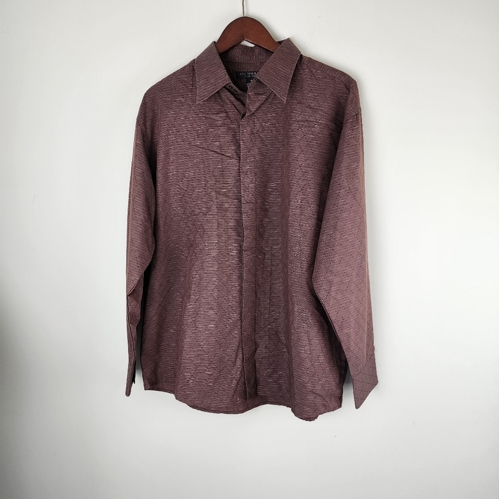 Domani Platform Mens Pointed Collar Long Sleeve Hidden Button Shirt Size XL